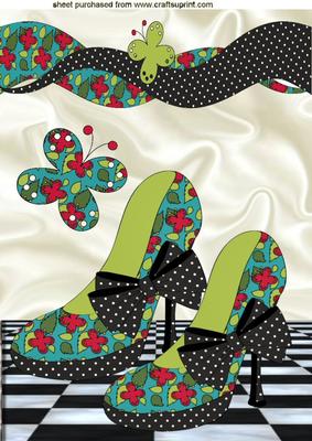 Floral Shoe with Gingham Black Bow A4