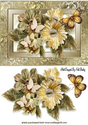 Dry Floral Arrangement in Gold Frame