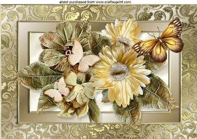 Dry Floral Arrangement in Gold Frame A4