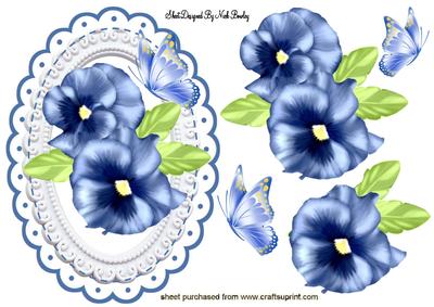 Pretty Blue Pansies, Blue Butterflies