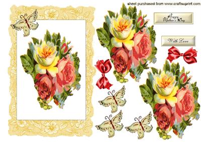 Pretty Flowers in Lace Frame Lovely for Mother's Day
