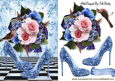 Pretty Lace Shoes, Little Bird & Flowers