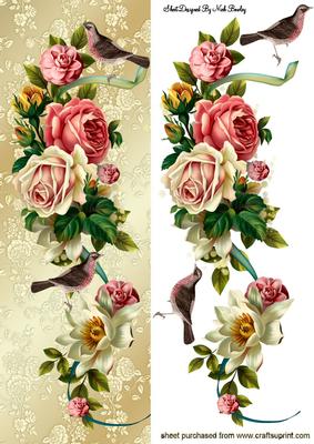 Beautiful Casacading Roses with Little Birds Tall Dl
