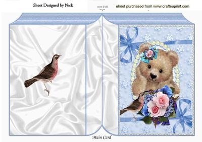 Fuzzy Bear with Little Bird & Flowers Folded Book