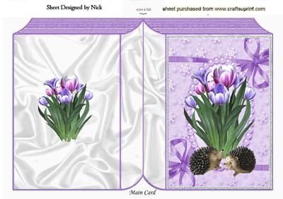 Lavender Tulips and Hedgehogs Folded Book