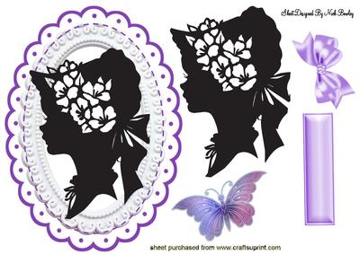 Vintage Silhouette Lady on a Plaque