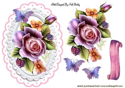 Beautiful Pink English Roses on a Plaque