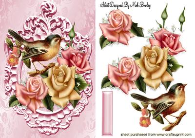 Little Bird on Pretty Edwardian Roses