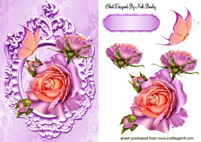 Beautiful Summer Roses with Butterflies