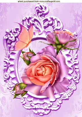 Beautiful Summer Roses with Butterflies A4