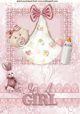 Cute Baby Girl with Her Bottle and Bunny A4