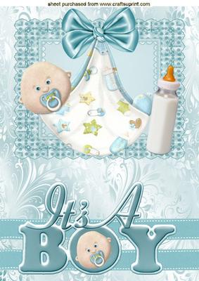Cute Baby Boy with His Bottle & Bow A4