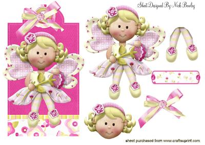 Cute Faerie Sitting on a Floral Tag