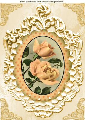 Peach Rose in Ornamental Frame A4
