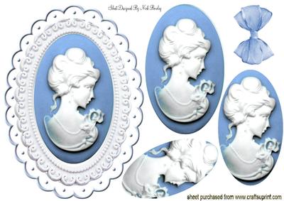 Pretty in Powder Blue, Lady Cameo Oval Pyramids