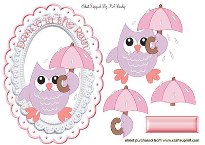 Dance in the Rain, Cute Owl with Umberella