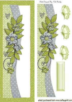 Green Leaves , Flowers, & Butterflies Tall Dl