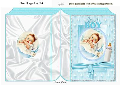 Cute Baby Boy with Stars and Bows Folded Book