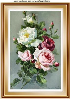 Pretty Wild Roses, in Ornate Frame A4