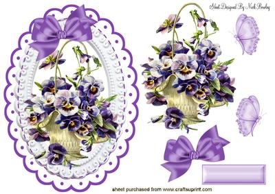 Basket of Pretty Lilac Pansies