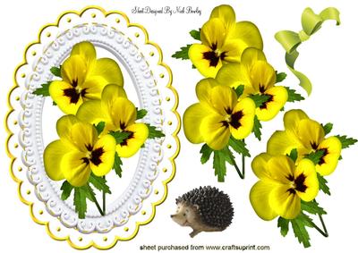 Yellow Pansies with Little Hedgehog