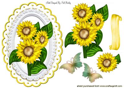 Yellow Sunflowers with Butterflies