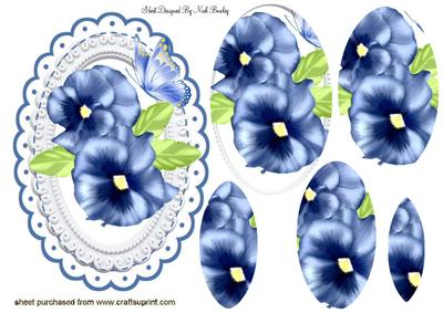 Pretty Blue Pansies Oval Pyramids