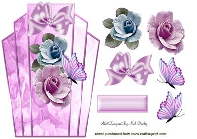 Pink & Blue Roses on Art Deco Topper