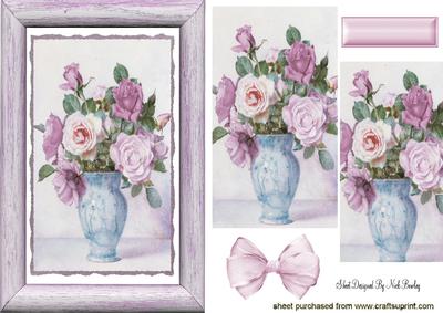 Pretty Roses in a Vase with Bow Pyramids