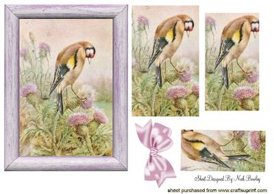 Little Bird in a Frame with Flowers Pyramids