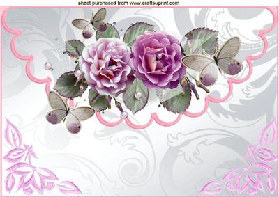 Shades of Pink Roses on Scalloped Envelope A4