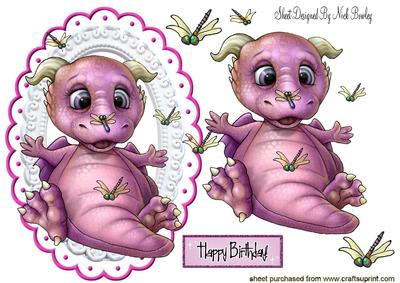Little Pink Dragon with Dragonflies