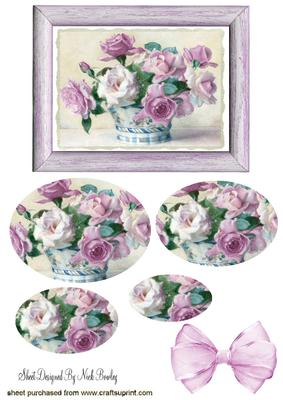 Pink Roses in a Bow Oval Pyramids