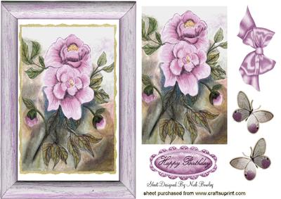 Painted Pink Flowers with Butterflies Pyramid