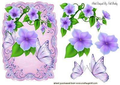 Pretty Lilac Flowers with Butterflies