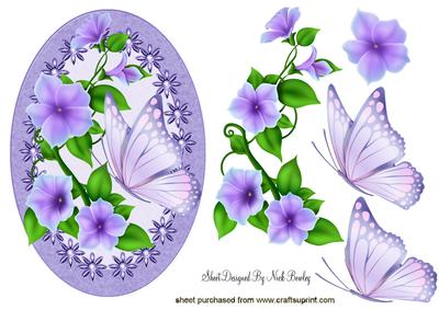 Pretty Lilac Flowers with Butterflies in Floral Frame