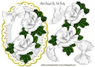 Pretty White Roses, and White Butterflies
