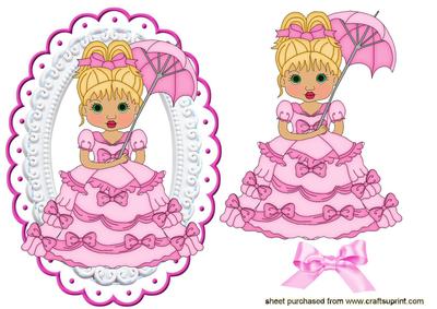 Pretty in Pink Vintage Girl in Ornate Frame