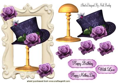 Pretty Purple Rose Bonnet on a Stand