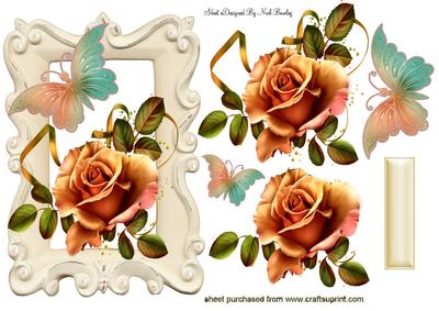 Pretty Golden Roses, with Butterflies