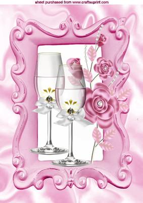 Pink Champagne and Pink Flowers A4
