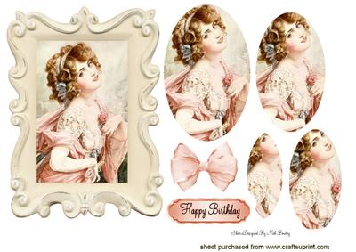 Vintage Lady in Peach, Oval Pyramids