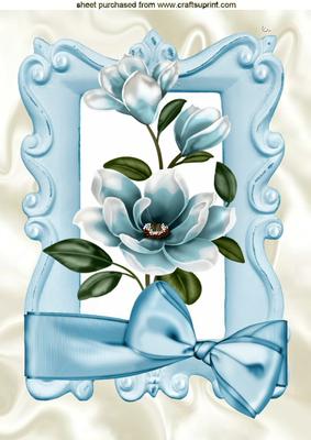 Turq Magnolias with Bow A4