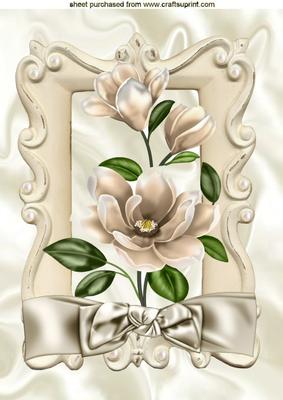 Cream Magnolias with Bow A4