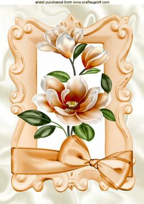 Peach Magnolias with Bow A4
