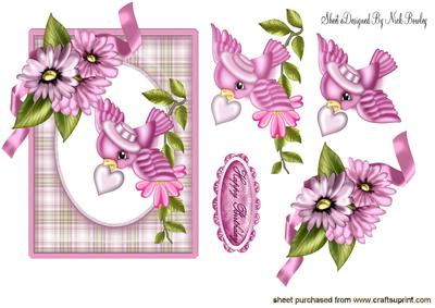 Little Bird with Heart in Tartan Frame