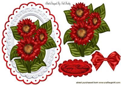 Pretty Red Flowers with Red Bow