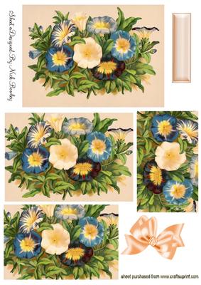 Pretty Blue & Cream Morning Glory Pyramids