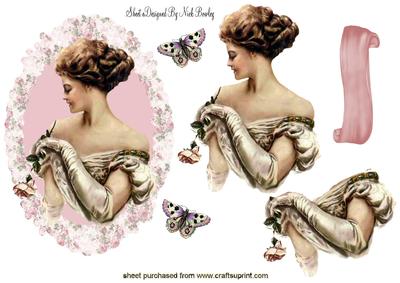 Pretty Vintage Lady in Rose Frame