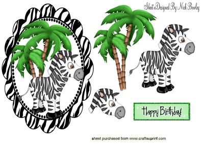 Cute Little Zebra, with Palm Tree in Frame